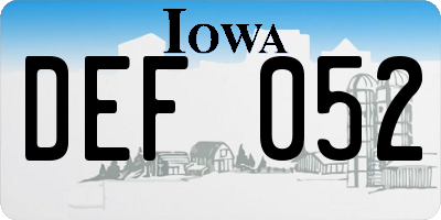 IA license plate DEF052