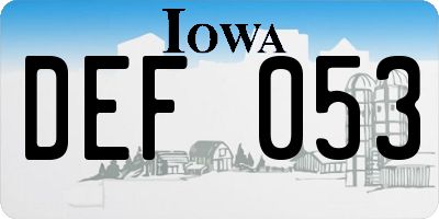 IA license plate DEF053