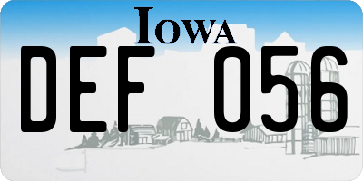 IA license plate DEF056