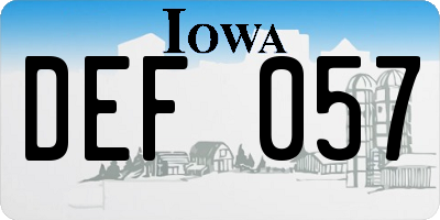 IA license plate DEF057