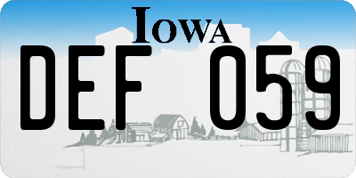 IA license plate DEF059