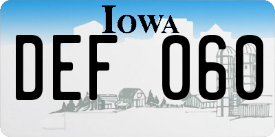 IA license plate DEF060