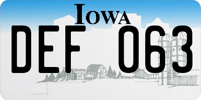IA license plate DEF063