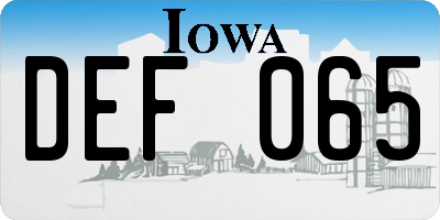 IA license plate DEF065