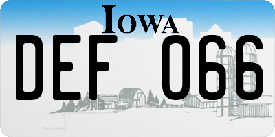 IA license plate DEF066