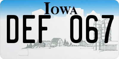 IA license plate DEF067