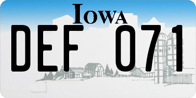 IA license plate DEF071