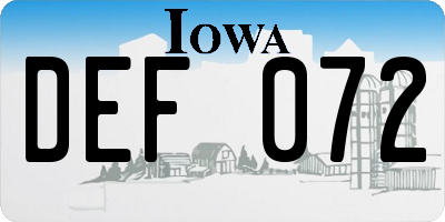 IA license plate DEF072