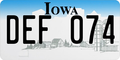 IA license plate DEF074