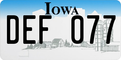 IA license plate DEF077