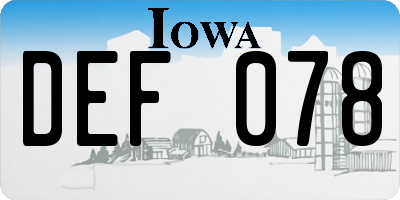 IA license plate DEF078
