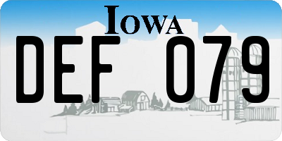 IA license plate DEF079
