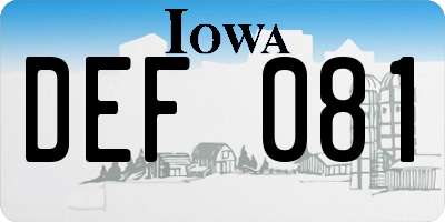 IA license plate DEF081