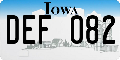 IA license plate DEF082