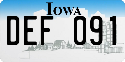 IA license plate DEF091
