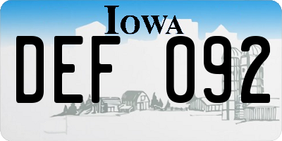 IA license plate DEF092