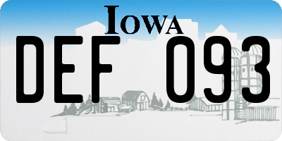 IA license plate DEF093