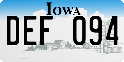 IA license plate DEF094