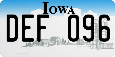 IA license plate DEF096