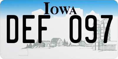 IA license plate DEF097