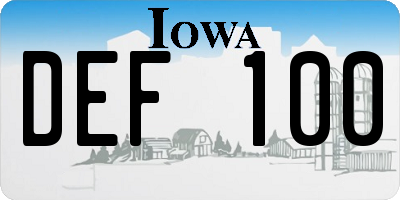 IA license plate DEF100