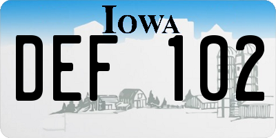 IA license plate DEF102