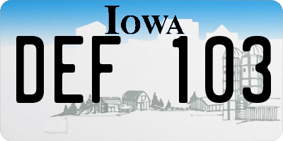 IA license plate DEF103