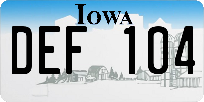 IA license plate DEF104