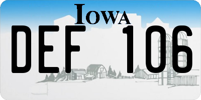 IA license plate DEF106