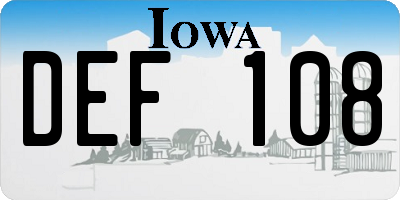 IA license plate DEF108
