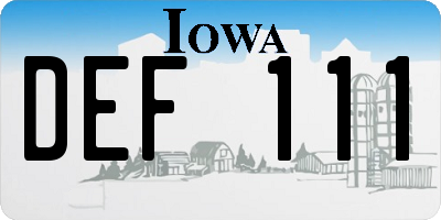 IA license plate DEF111