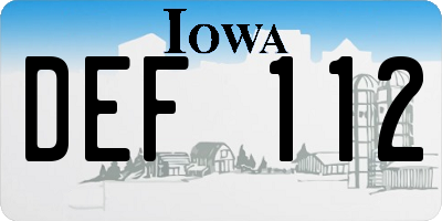 IA license plate DEF112