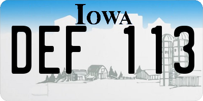IA license plate DEF113