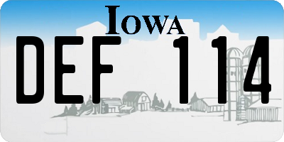 IA license plate DEF114