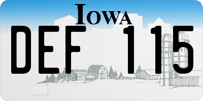 IA license plate DEF115