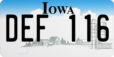 IA license plate DEF116