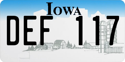 IA license plate DEF117