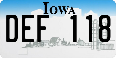 IA license plate DEF118