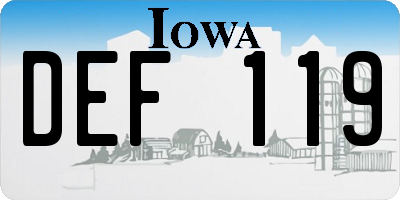 IA license plate DEF119