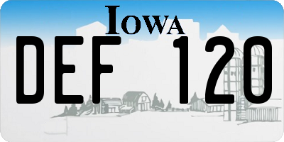 IA license plate DEF120