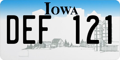 IA license plate DEF121