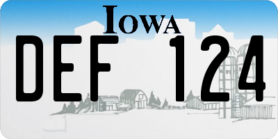 IA license plate DEF124
