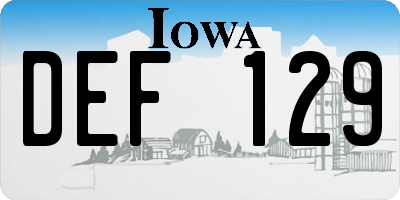IA license plate DEF129