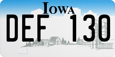 IA license plate DEF130