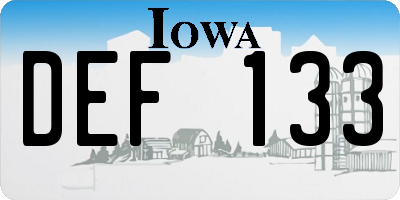 IA license plate DEF133