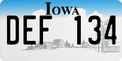 IA license plate DEF134