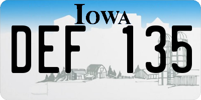 IA license plate DEF135