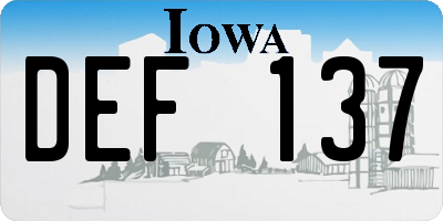 IA license plate DEF137