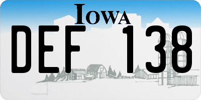 IA license plate DEF138