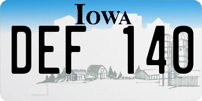 IA license plate DEF140